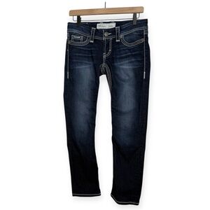 BKE Denim Stella Jeans Wyant Blue Crop with 1.5” Cuff Stretch Low Rise Y2K Sz 27